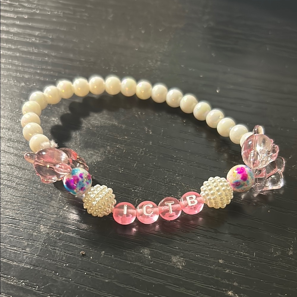 Pink and Cream Beaded Bracelet ICTB